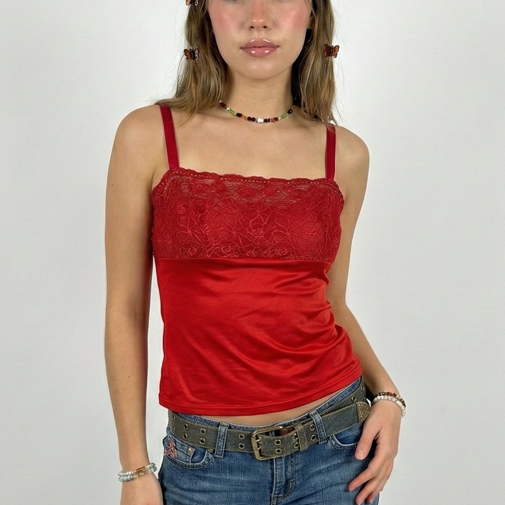 Miracle Luxury L Lace Trim Y2K Cami Top Whimsigoth Fairycore Feminine Romantic